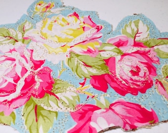 Shabby Chic Floral Patch: Handmade Cotton Applique