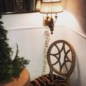 Handmade Chandelier Cord Cover 8 foot Cord Covers Your Choice of Four Colors Brown, Black, Gold or white Electrical Cord Covers