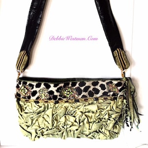 Women&#39;s Crossbody Purse Boho Handbag Unique Embellished Beaded Shabby chic Handmade