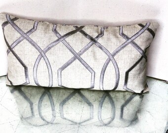 Linen Embroidered Farmhouse Chic Accent Pillow
