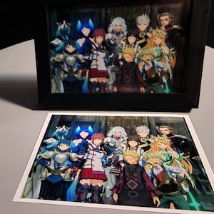 Iconic Xenoblade 2 Jin&#39;s Photo Replica featuring Lora Haze Mythra Addam and the gang from Torna.