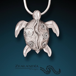 Sterling Silver Turtle Pendant - Turtle jewelry, sea turtle necklace