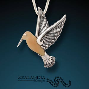 Hand Carved Tagua Nut Hummingbird Pendant