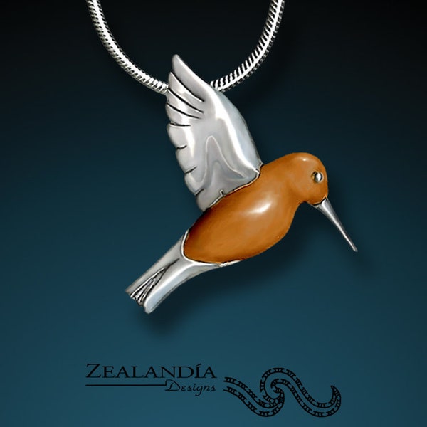 Pendentif colibri argenté - Bijoux de colibri de noix de Tagua sculptés à la main