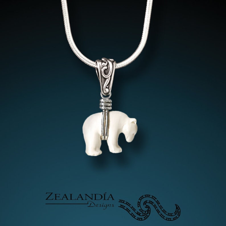 Sterling Silver Zuni Bear Pendant Hand Carved Indonesian Cow Etsy