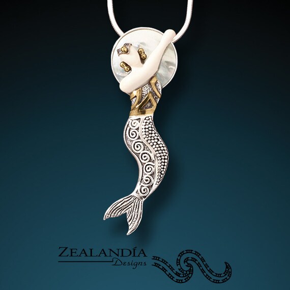 Sterling Silver Mother of Pearl Mermaid Pendants Sterling Silver Mother of Pearl Mermaid Pendants
