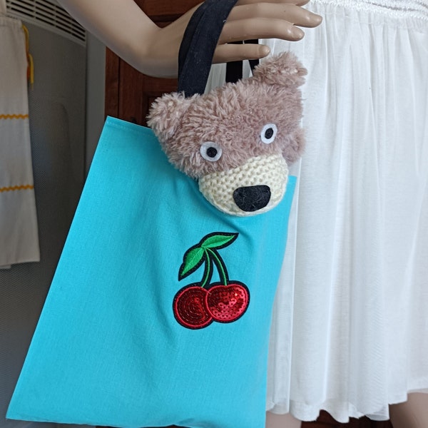 sac cadeau enfant avec cerises en strass