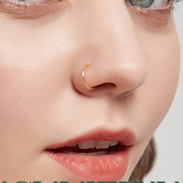 Gold Nose Ring, Nose Piercing, 14k Gold Filled Nose Ring, Silver Nose Ring Hoop,Thin Nose Piercing Jewelry, Small Nose Ring, 5mm 6mm 7mm 8mm