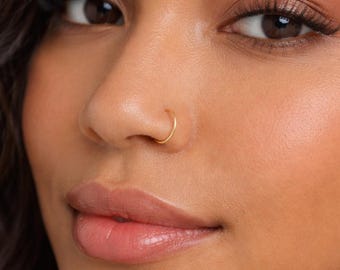 Gold Nose Ring Hoop, 14K Gold Filled Nose Ring, Small Thin Gold Nose Hoop, 20G 22G 24G, 5mm-12mm Nose Piercing Hoop, Dainty Delicate