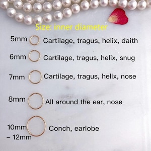 Cartilage Hoop, Nose Hoop, Tragus Hoop, Helix Hoop, Conch Hoop, Piercing Hoop Ring, Tiny Huggie Hoop Earrings, 5mm 6mm 7mm 8mm 10mm 12mm image 4