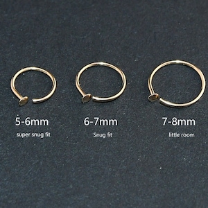 Gold Nose Hoop,Small Thin Nose Ring, Silver Nose Ring Hoop,22 Gauge Tiny Nose Ring,Snug Fit,Nose Piercing Jewelry,5mm 6mm 7mm 8mm Adjustable