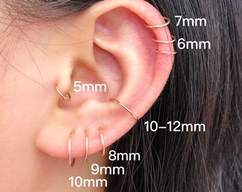 small hoop earrings for top of ear