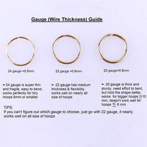 Cartilage Hoop, Nose Hoop, Tragus Hoop, Helix Hoop, Conch Hoop, Piercing Hoop Ring, Tiny Huggie Hoop Earrings, 5mm 6mm 7mm 8mm 10mm 12mm image 8
