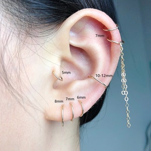 Tiny Gold Hoop Earrings,small Gold Huggie Hoops, Cartilage, Mini Gold ...