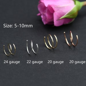 Spiral Nose Ring, Twist Nose Hoop, Double Nose Ring for Single Piercing, Gold Nose Ring, Gold Nose Hoop, Sterling Silver Rose Gold Nose Ring