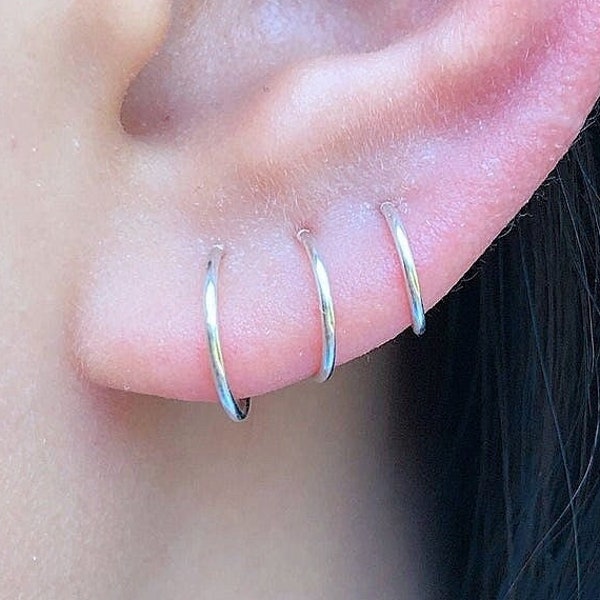 Sterling Silver Hoop Earrings, Huggie Earrings Silver, Silver Hoops Earrings, Cartilage Hoop Earrings