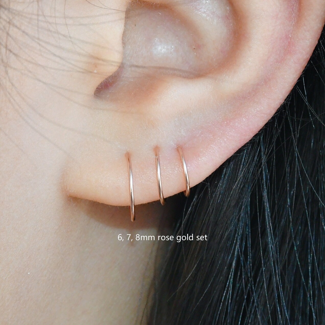 8mm rose gold hoop earrings sale