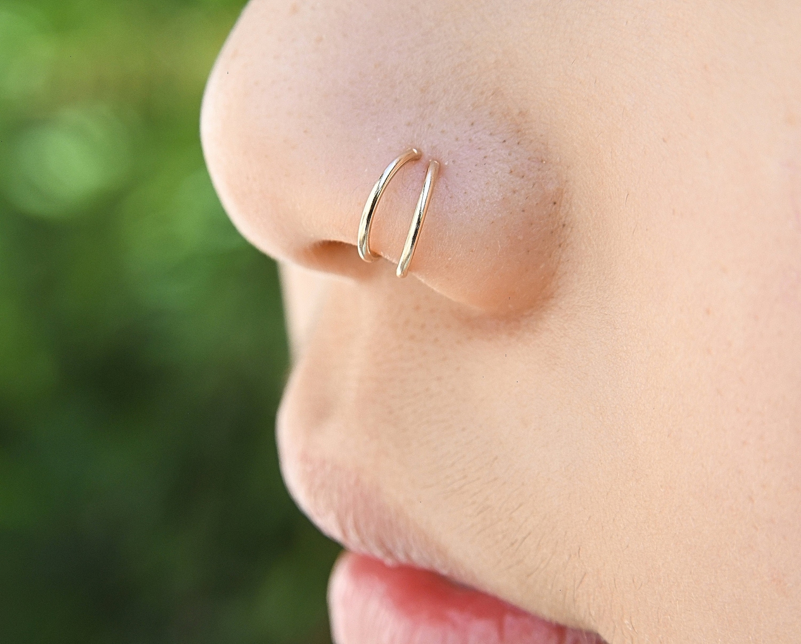 Spiral Nose Ring Twist Nose Hoop Double Nose Ring For Single Etsy