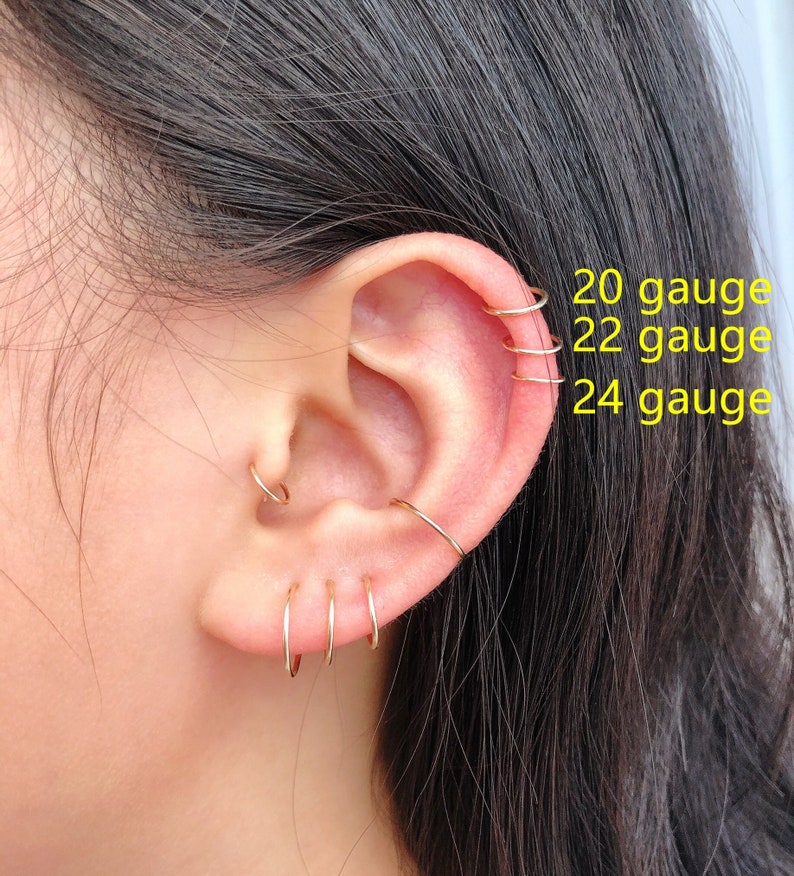 Tiny Hoop Earrings, Mini Gold Hoops, Huggie Hoop Earrings, Small Hoop Earrings, Silver Hoop earrings, Huggie Earrings, Cartilage Earring image 7
