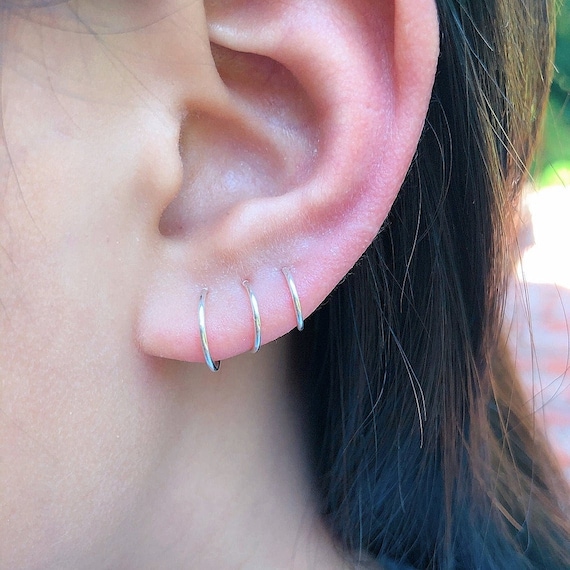 Small Sterling Silver Hoop Earrings Set, Tiny Silver Hoop Earrings, Mini  Huggie Hoop Earrings, 6mm 7mm 8mm - Etsy