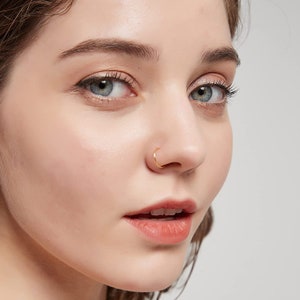 Gold Nose Ring, Silver Nose hoop, Small Thin Nose Piercing Ring, Tiny Nose Piercing Jewelry, 24g 22g 20g Nose Ring image 1