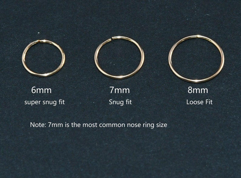 Gold Nose Ring, Sterling Silver Nose Hoop, Rose Gold Nose Ring, 22g 20 Gauge Nose Ring, Nose Piercing Ring,Endless Hoop,5mm 6mm 7mm 8mm 10mm