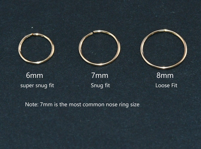 Gold Nose Ring, Silver Nose hoop, Small Thin Nose Piercing Ring, Tiny Nose Piercing Jewelry, 24g 22g 20g Nose Ring image 2