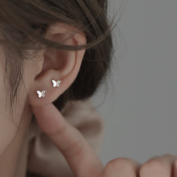 Cute Small Butterfly Studs Earrings,  20g Cartilage Studs, Dainty Earrings, Tiny Stud Earrings, Minimalist Earrings, Screw back