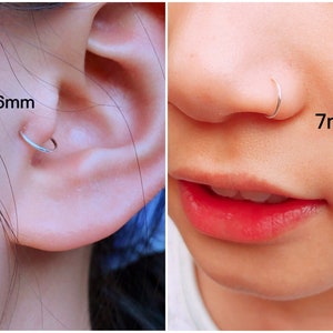 Cartilage Hoop, Nose Hoop, Tragus Hoop, Helix Hoop, Conch Hoop, Piercing Hoop Ring, Tiny Huggie Hoop Earrings, 5mm 6mm 7mm 8mm 10mm 12mm image 10