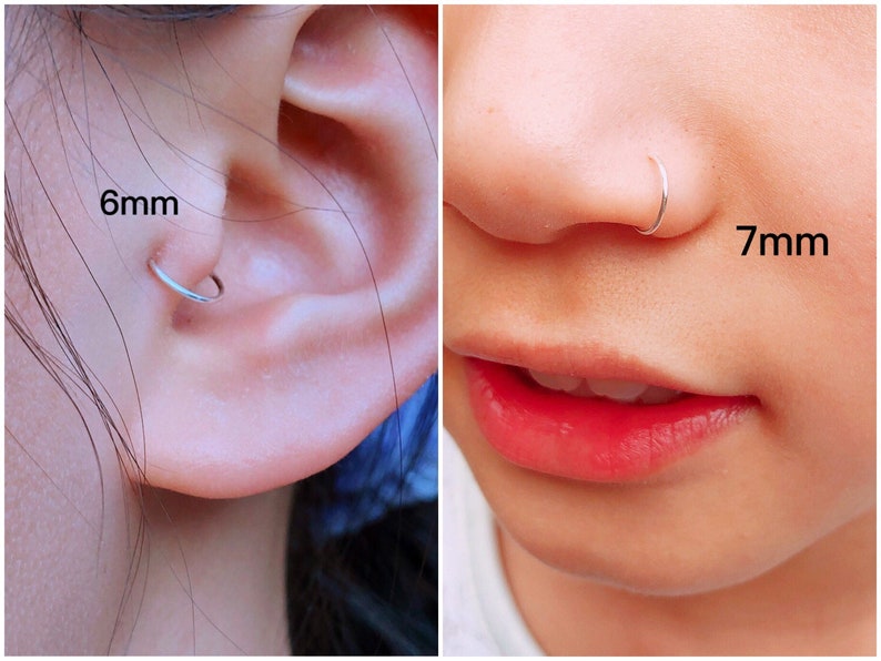 Cartilage Hoop, Nose Hoop, Tragus Hoop, Helix Hoop, Conch Hoop, Piercing Hoop Ring, Tiny Huggie Hoop Earrings, 5mm 6mm 7mm 8mm 10mm 12mm image 10