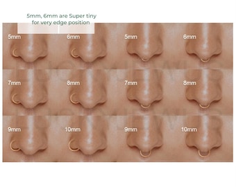 Gold Nose Ring, Sterling Silver Nose Hoop, Rose Gold Nose Ring, 22g 20 Gauge Nose Ring, Nose Piercing Ring,Endless Hoop,5mm 6mm 7mm 8mm 10mm