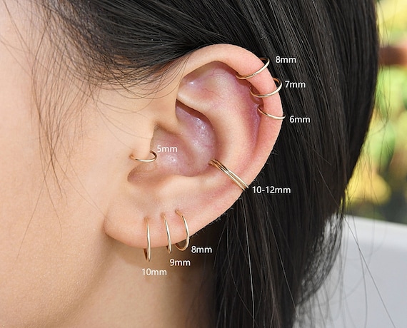 Small silver on sale hoop earrings cartilage