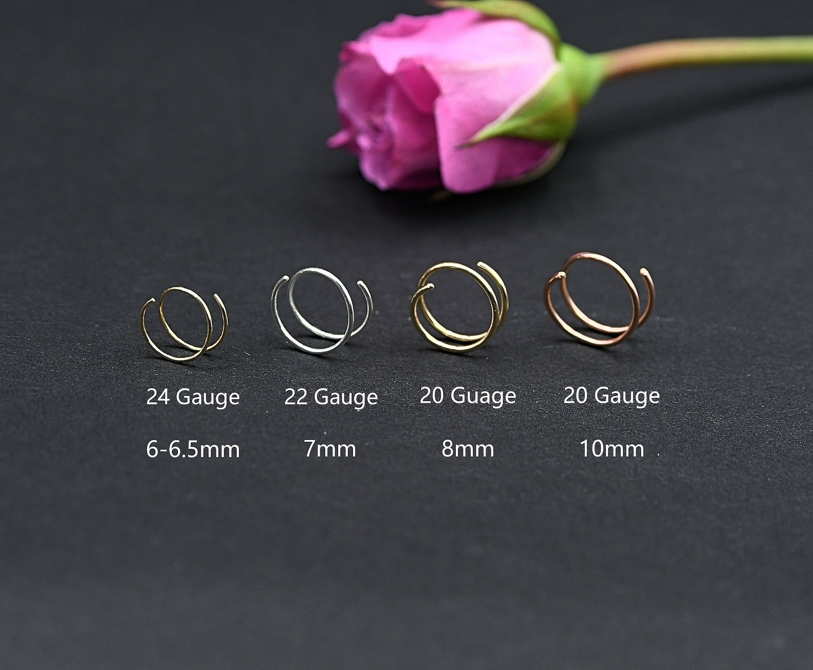 Double Nose Ring for Single Piercing Nose Hoop Twist Nose Etsy