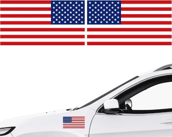 2 Pcs of 3" x 5.7" USA American Flag United States Patriotic Stars & Stripes Vinyl Auto Bumper Decal Bumper Sticker