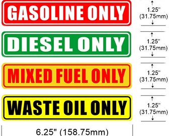 Outdoor & Indoor (3 Pack) Gasoling nur Diesel nur / gemischt Kraftstoff nur / überflüssiges Öl nur Zeichen - 6.25" X1.25" Achtung-Aufkleber