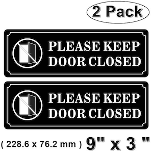 Aufkleber 'Please Keep Door Closed' – Metallisch Silber, 12x10 Cm, Acryl, 3M Klebefolie