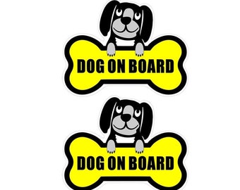 2 Pack of Back Adhesive Vinyl 7.2" x 5.6" - Dog On Board - Vehicle Cars Trucks Vans SUVs Bumper Windows Walls Laptops Label Decal Sticker