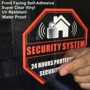 4 Pack Front Self Adhesive Clear Vinyl 4 x 4 Home Business Security Burglar Alarm System Window Door Warning Alert Sticker Decals image 2