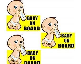 3 Pack Back Self Adhesive Vinyl 5" x 4.9" BABY ON BOARD Vehicle Car Window Safety Warning Security Alert Sticker Decals