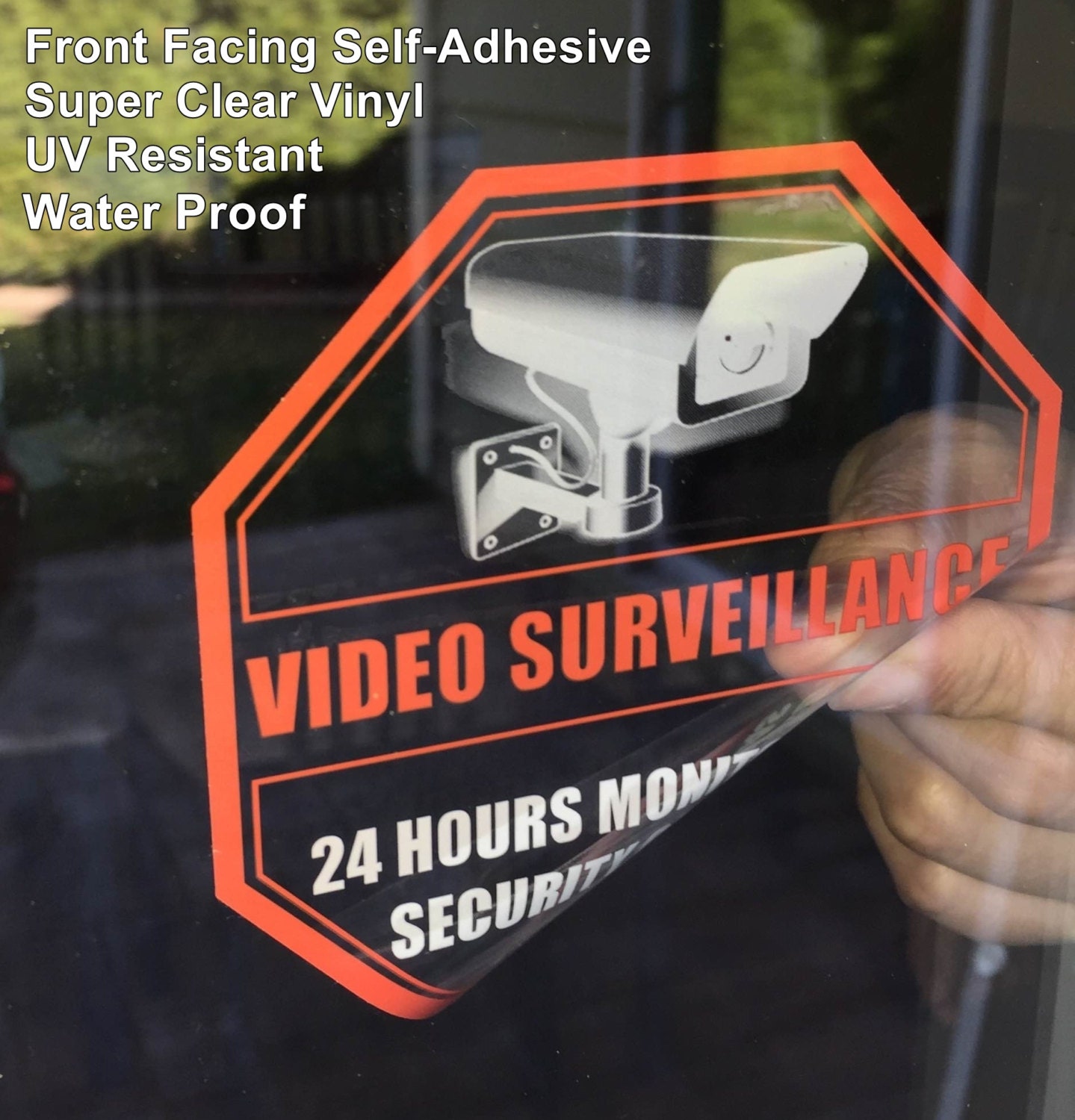 Kit Of 4 "Video Monitored Area" Adhesive Sticker Signs - 10x15 Cm, Attention/Warning