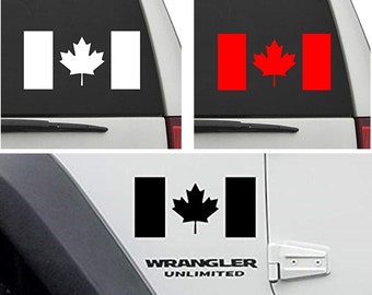 2 Pack 6"x3" Canada Canadian Flag Maple Leaf Vinyl Sticker Decal -Gloss Back Adhesive, Die Cut Graphics For Vehicle Motorcycle Bumper Laptop