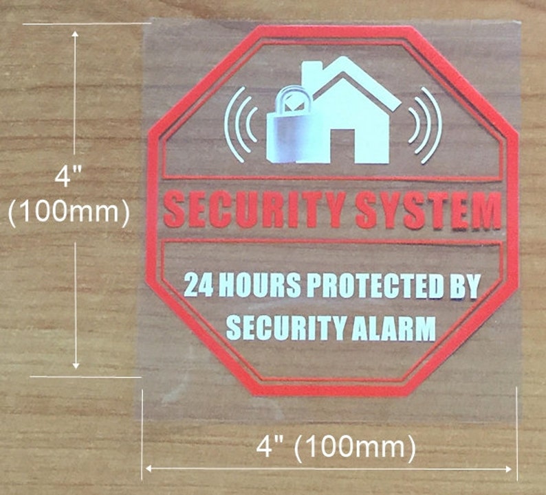 4 Pack Front Self Adhesive Clear Vinyl 4 x 4 Home Business Security Burglar Alarm System Window Door Warning Alert Sticker Decals image 5