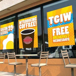 Custom Printed Removable Adhesive White or Perforated Vinyl Store front Business Sign Window Sticker Decal