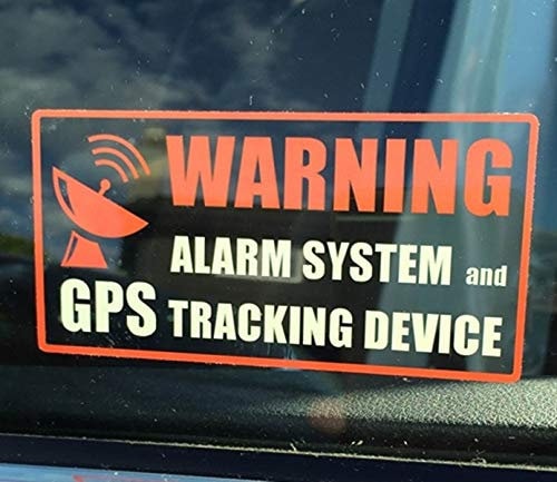 (Set of 8) Anti-Theft Car Vehicle Stickers with GPS Tracking Warning - 3 x  1.5 Self Adhesive Sign (4pc Front Adhesive + 4pc Back Adhesive Stickers)