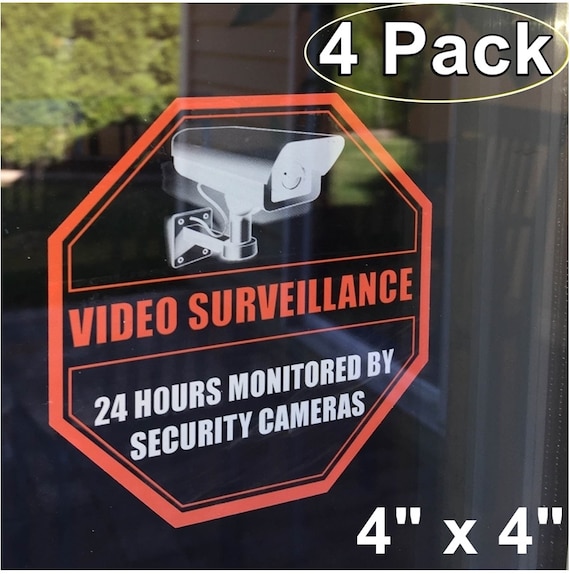LOT Of 4   Security Video Decal Sign Stickers for Windows & Doors 