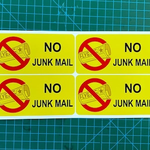 Outdoor/Indoor (4 inch X 2 inch) No Junk Mail Warning Sign Back Adhesive Vinyl Decal Sticker for Door or Letter Mail Box