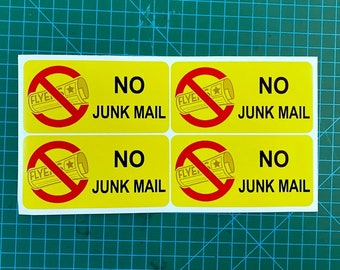 Outdoor/Indoor (4 inch X 2 inch) No Junk Mail Warning Sign Back Adhesive Vinyl Decal Sticker for Door or Letter Mail Box