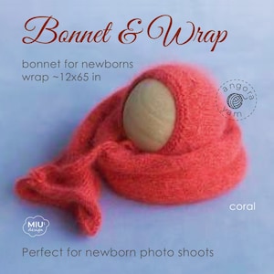 Newborn Photo Props-Newborn Bonnet-Newborn Wrap-Knitted Newborn Set