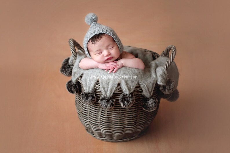 Newborn Photo Prop 0-3 months Hats Baby Gray Hand Knit Hat Newborn Boy Photo Prop