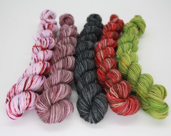 Mixer Minis Sock Yarn - 5 x 20g Soft Yarn SW Fine Pure Wool/ Nylon - 75/25 Fingering weight/4 ply soft yarn BumpyYarn
